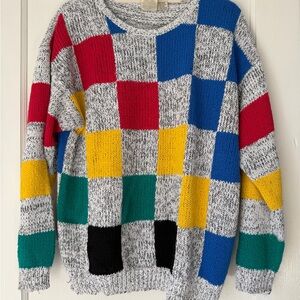 Vintage 80s/90s Colter Bay International Colorful Patchwork Sweater